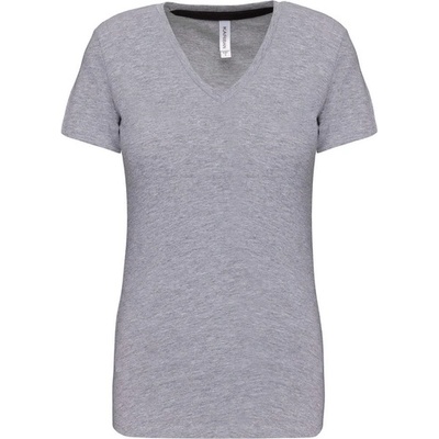 Kariban v-neck k381 / Дамска тениска с къс ръкав - оксфордско сиво m (20k38139802)
