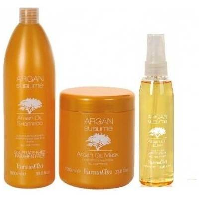 FarmaVita Argan Sublime s arganovým olejem šampon 1000 ml + maska 1000 ml + elixír 100 ml