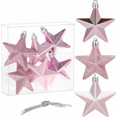 SPRINGOS Hviezdičky ružové sada 6ks vianočné ozdoby