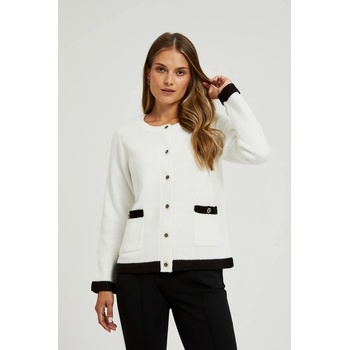 Moodo Бял разтегателен пуловер с декоративни копчета Moodo Moodo | Byal | ЖЕНИ | XS