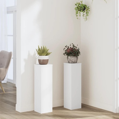 vidaXL Стойки за растения 2 бр бели 17x17x60 см инженерно дърво (852933)