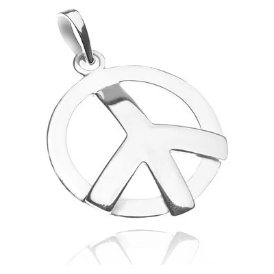 Šperky eshop Přívěsek ze stříbra 925 lesklý vypouklý symbol míru X26.19