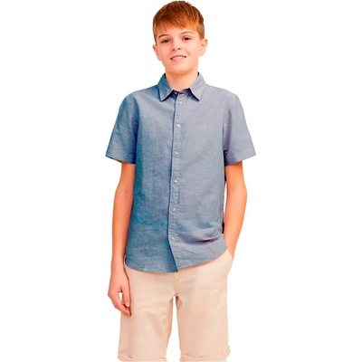 Риза с къс ръкав Jack & jones Elinen Blend short sleeve shirt - Blue (Light Blue)