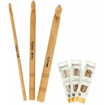 Dřevěný háček KnitPro Basix Birch 15 cm