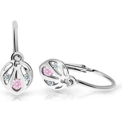 Danfil dětské náušnice C2265 z bílého zlata s kamínkem Pink