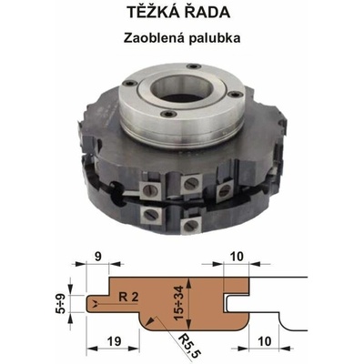Sada fréz na pero a drážku s VBD 560 CF 180x40 / 4z - Zaoblená palubka SOFT - TĚŽKÁ ŘADA