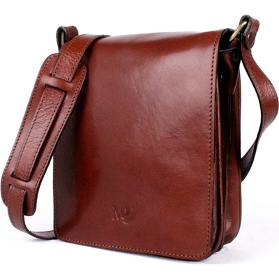 Marta Ponti luxusní kožená hladká crossbody taška no. 700 hnědá