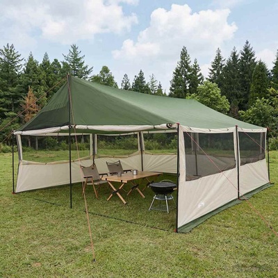 vidaXL Семейна палатка Зелено 600 x 400 x 268 см Полиестер и стомана (42028603)