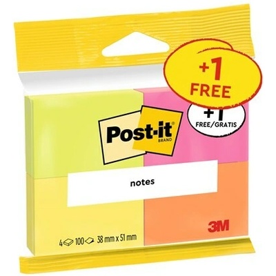 POST-IT Bloček 51 x 38 mm 100 listov 3 + 1 ks