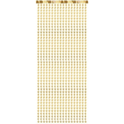 PartyDeco Парти Завеса на Звезди, Златно, 100x245см
