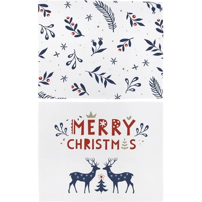 Butter Kings Vianočné látkové prestieranie v súprave 2 ks Merry Blue Christmas 45x35cm