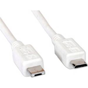 Roline Кабел Roline 11.99. 8753, от USB micro B(5-pin) към USB micro A(м), 1.8m, бял, 480 Mbit/s (11.99.8753)