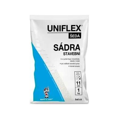 Uniflex sádra šedá, stavební, 1 kg