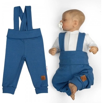 Baby Nellys Rastúce legíny s trakmi rebrované so širokým pásom modré
