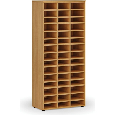 Triediaci regál PRIMO WOOD, 800 x 420 x 1781 mm, 45 priehradok, buk