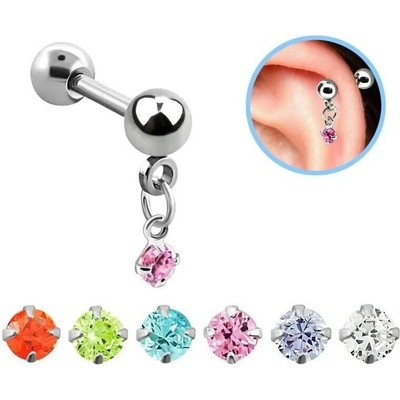 InfinityPierce Piercing do ucha s kamínkem a řetízkem BBERV3