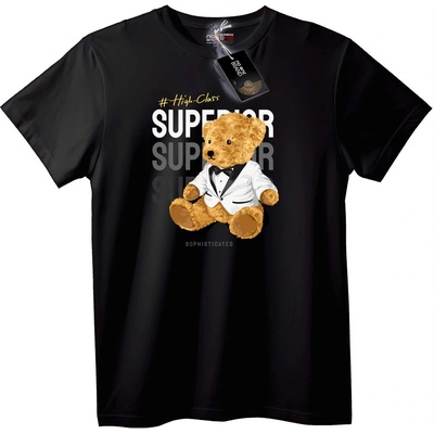 NOONEBRAND Тениска Елитна Мечка в Смокинг - 7XL, Black