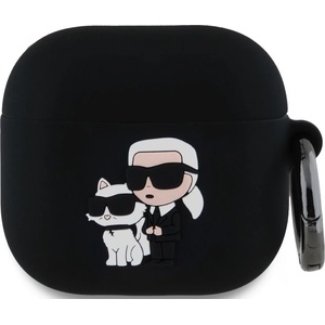 Karl Lagerfeld Силиконов калъф Karl Lagerfeld 3D логото NFT Karl и Choupette за AirPods 4 черен (KLA4RUNKC)