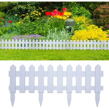 vidaXL Ниски огради за лехи, 25 бр, бели, 10 м, полипропилен (48616)