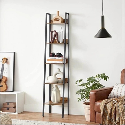 VASAGLE Knihovna industriální 33,8x30x170cm černá hnědá – Zboží Mobilmania
