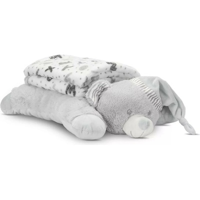 Lorelli Poffy Duo deka s vankúšom White Grey Teddy Bear