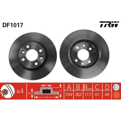 TRW Brzdový kotúč EQUAL QUALITY DF1017