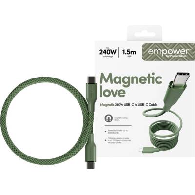 empower by PanzerGlass® Data кабел empower by PanzerGlass Magnetic Snake USB-C to USB-C Cable 240W USB 2.0, 1, 5m - Зелен
