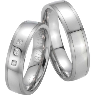 Snubní prsteny ocelové s diamanty ST20110