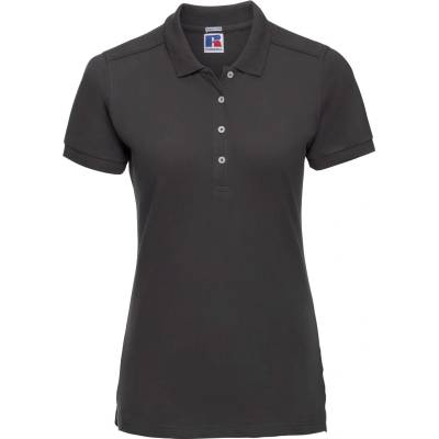 Russell Athletic 566f / Дамска еластична поло тениска с къс ръкав - черна l (10566f00203)