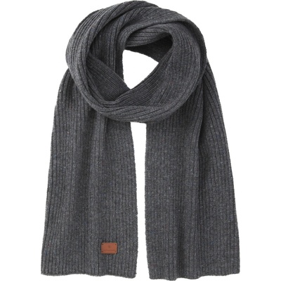 Victorinox Rib Knit Scarf with Victorinox Leather Patch šedá
