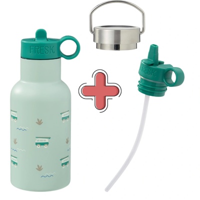 Fresk : 2 в 1 Бутилка и термос от неръждаема стомана с вградена сламка 350мл - Surf Boy (FR-FD300-11+FR-LID403)