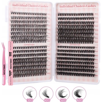 OMELIVON 640 ks trsov rias, OMELIVON, DIY sada, mix 30D 40D 50D 60D, 8-16mm, sada lepidla a fixátora (Bond&Seal KIT)
