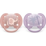 Philips залъгалки - Ultra Soft със стерилизаторна кутия 0-6 м - слонче/палми