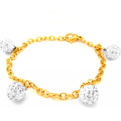 Steel Jewelry náramek krystalové koule pozlacený z chirurgické oceli NR140316