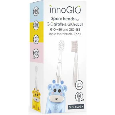 InnoGIO GIOGiraffe & GIORabbit Spare Heads Transparent резервни глави за четка за зъби за деца GIOGiraffe & GIORabbit Sonic Toothbrush 2 бр