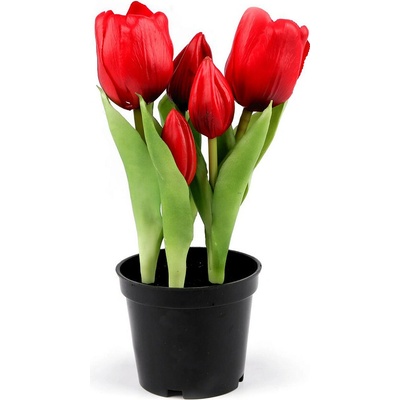 Umělé tulipány v květináči červená 1 ks