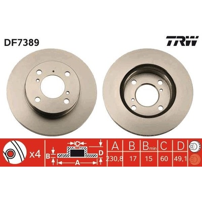 Brzdový kotúč TRW DF7389