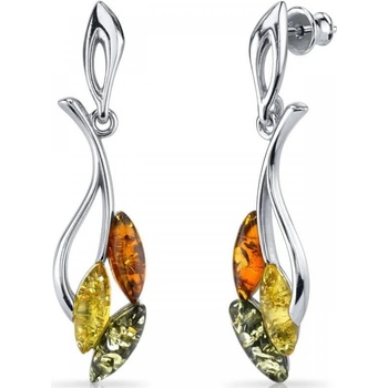 Eppi strieborné visiace náušnice s jantármi Leobotes E35232