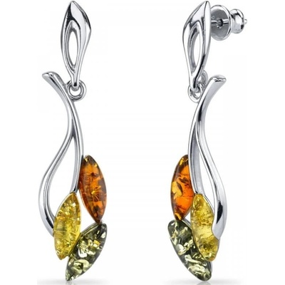 Eppi strieborné visiace náušnice s jantármi Leobotes E35232