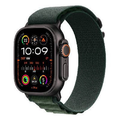 Apple Watch Ultra 2 49mm černý titan s tmavě zeleným alpským tahem S MX4Q3CS/A zelená - Alpský tah S