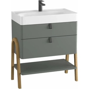 Krofam Тъмносив комплект подови шкафове Krofam Moss 70 см, вградена мивка Krofam Moss 70 см с отвор за смесител (145-0204+145-0500)