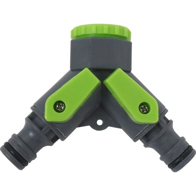 TOPTRADE rozdvojka s ventily, 3/4“ na 2 rychlospojky