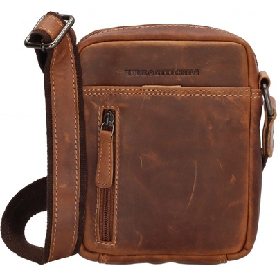 Hide & stitches Japura malá unisex Crossbody taška koňaková 18 cm