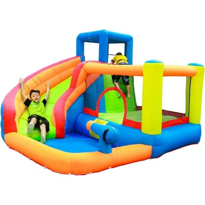 Pepita Funny XXL vodný skákací hrad 430x400x225cm so šmykľavkou, vodný prúd modro-oranžová