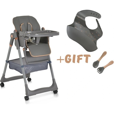 Moni Детски стол за хранене с подарък Lindo сив