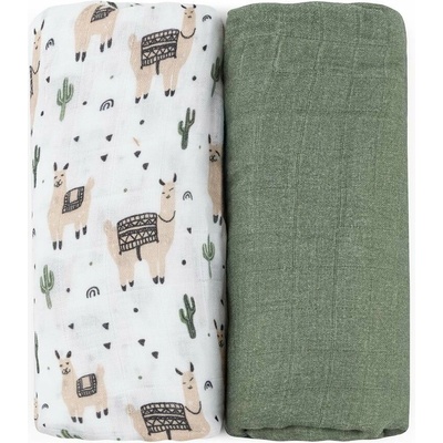 PETITE&MARS Prikrývka bambusová mušelínová 2ks Misty Llama Vibes
