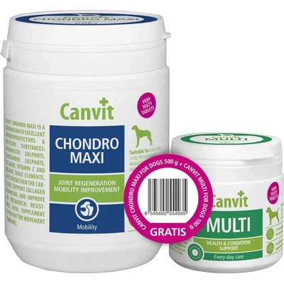Canvit Chondro MAXI 500 g + Canvit Multi 100 g - Комплекс за стави, хрущяли и витамини за кучета