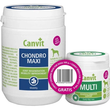 Canvit Chondro MAXI 500 g + Canvit Multi 100 g - Комплекс за стави, хрущяли и витамини за кучета