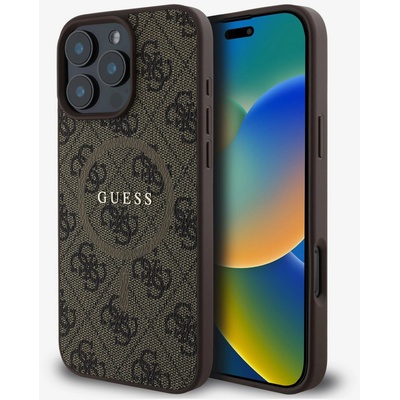 GUESS PU кожа 4G Цветна халка MagSafe заден капак за iPhone 16 Pro Кафяв Guess | Lilav | ЖЕНИ | UNI