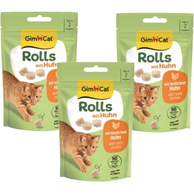 GimCat Rolls mačacie maškrty s kuracím mäsom, 3x 40 g